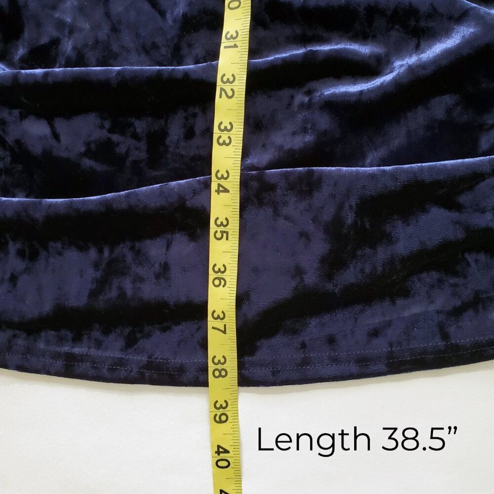 NWT Steve Madden Midnight Blue Kali Empire Waist Crushed Velvet Mini Dress L - Picture 12 of 16